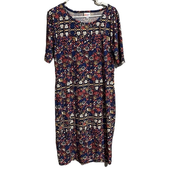 Aztec Floral Patterned T Shirt Dress. - Picture 2 of 9